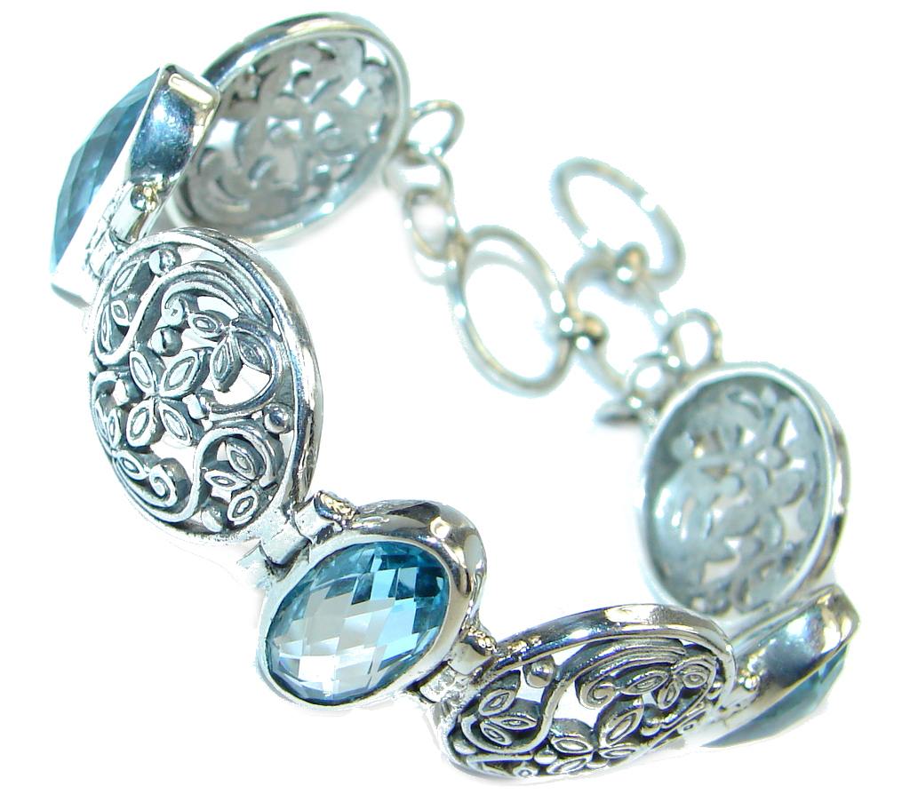 Blue Ocean Blue Topaz Sterling Silver handcrafted Bracelet