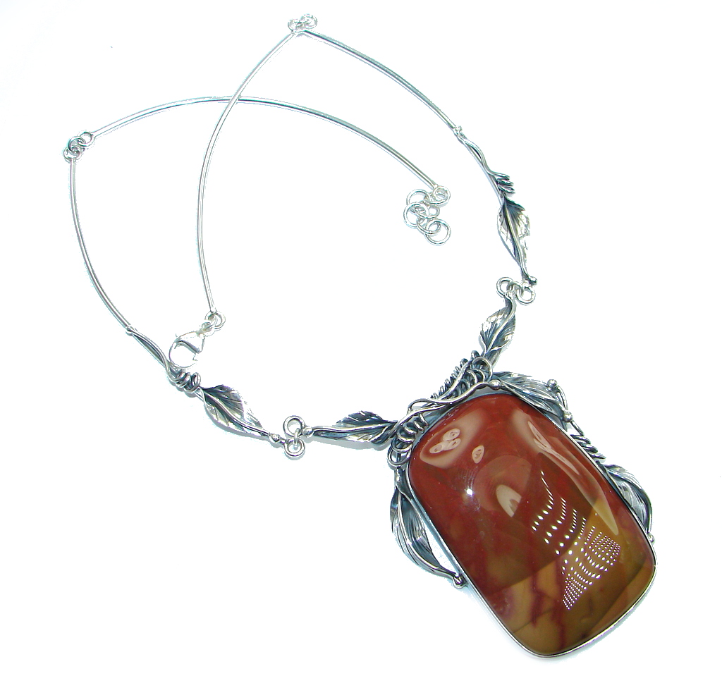 Beautiful Red Creek Jasper Oxidized Sterling Silver handmade Necklace