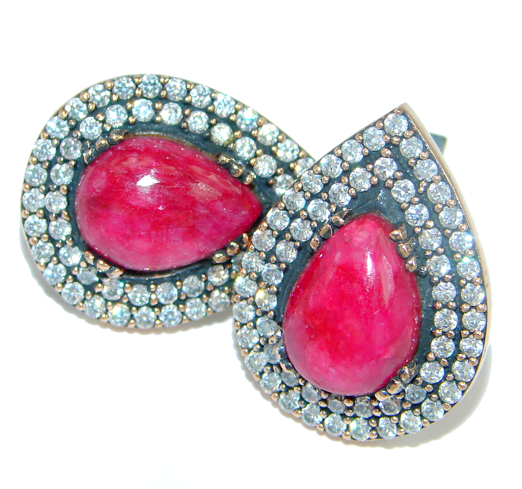 Trendy Fashion Ruby copper plated over Sterling Silver handmade earrings