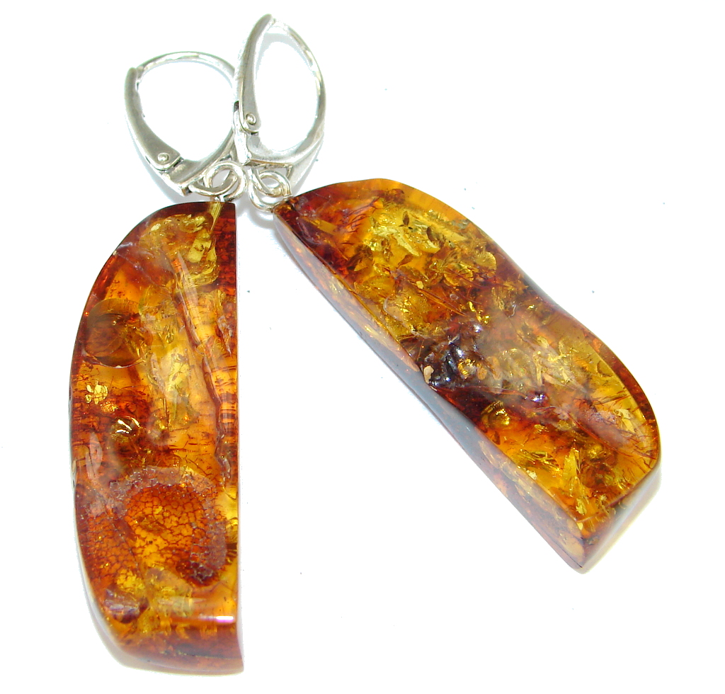 Back to Nature Baltic Amber Sterling Silver handmade earrings