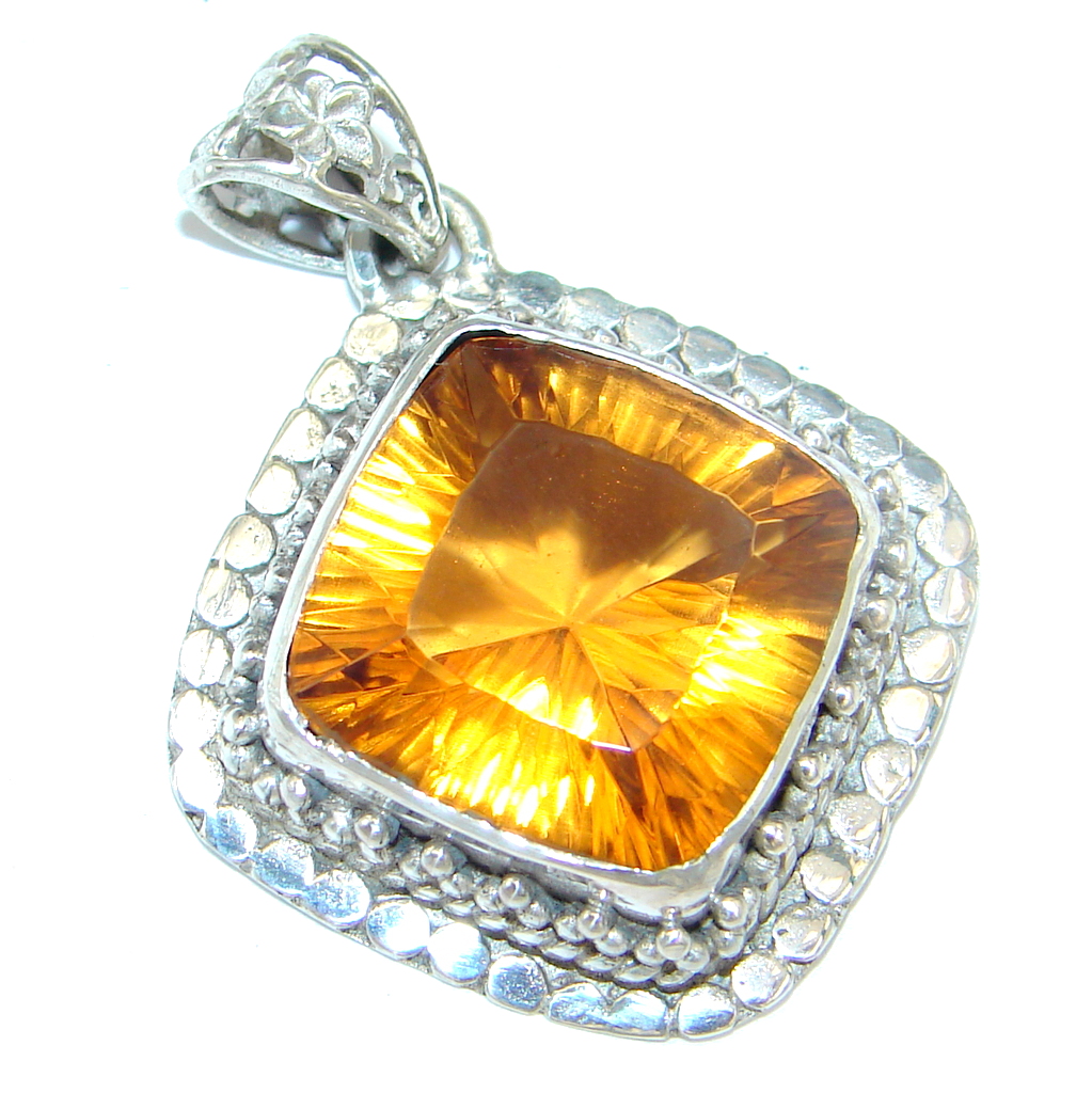 Amazing created Golden Topaz Sterling Silver handmade Pendant