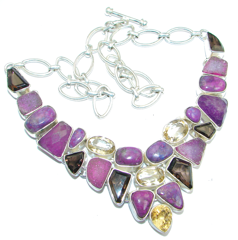 Lavender Dream Purple Copper Turquoise Sterling Silver handcrafted Necklace
