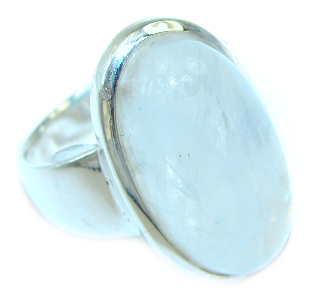 Fire Moonstone Sterling Silver handmade ring size 6 3/4
