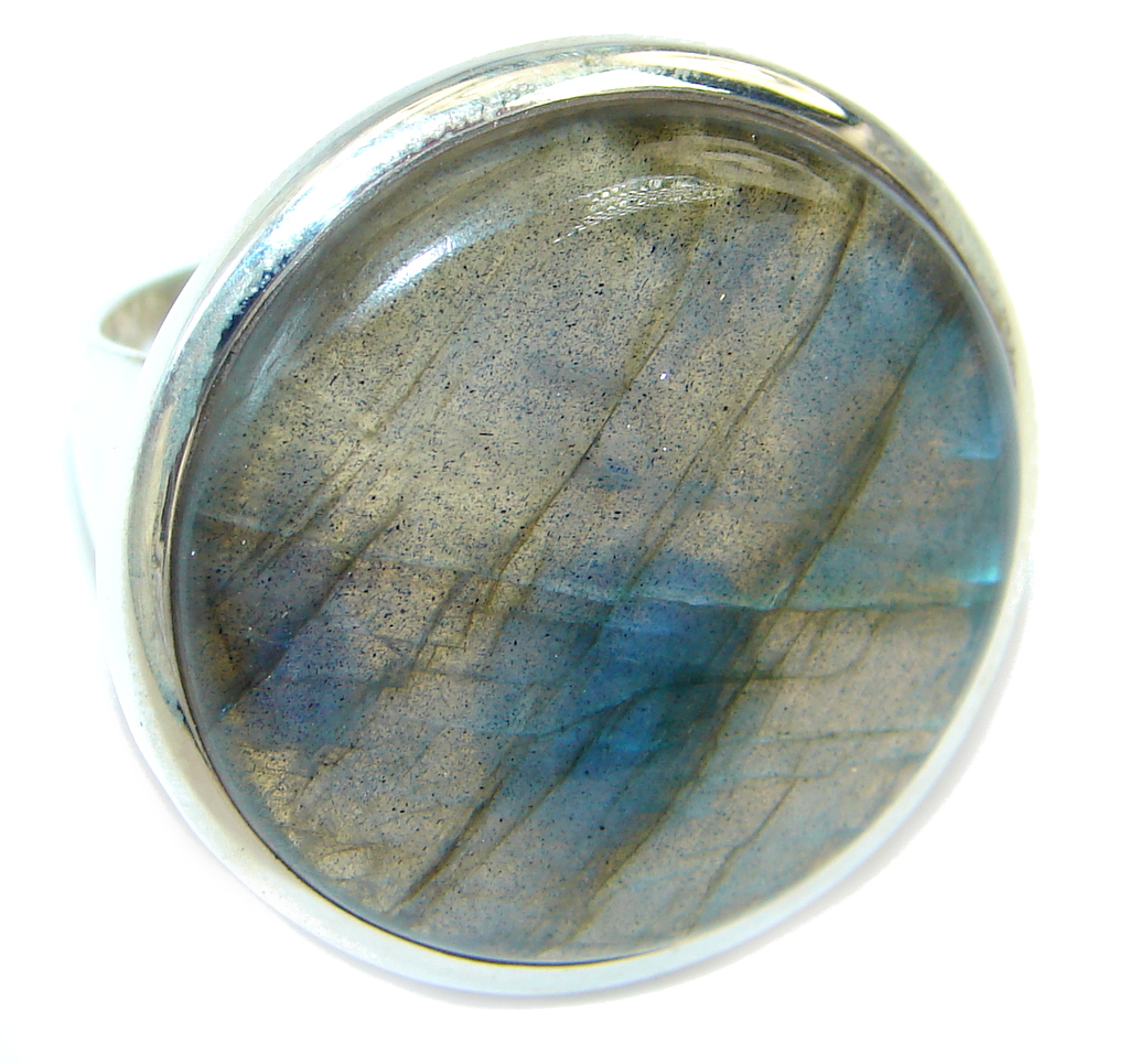 Fire Labradorite Sterling Silver handcrafted ring s. 7 3/4