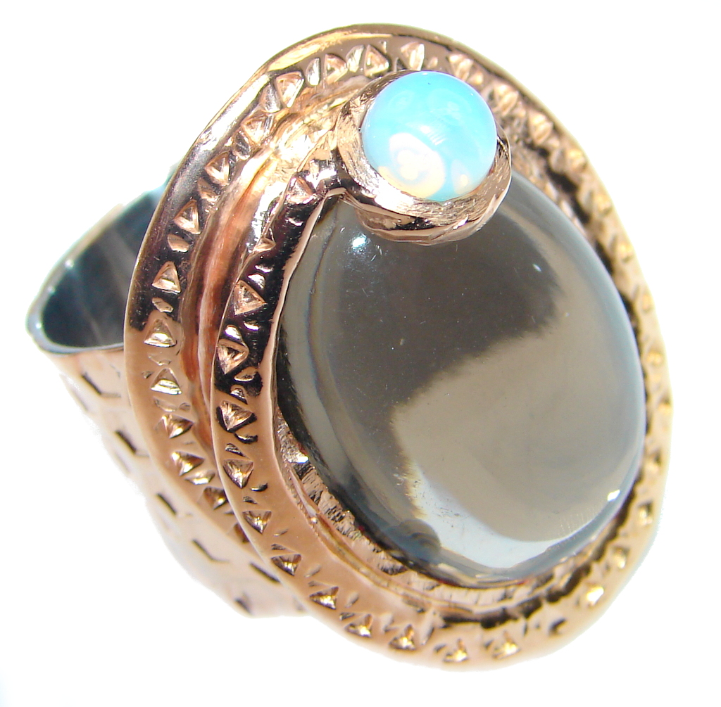 Beautiful Champagne Smoky Topaz Gold plated Sterling Silver Ring size 7
