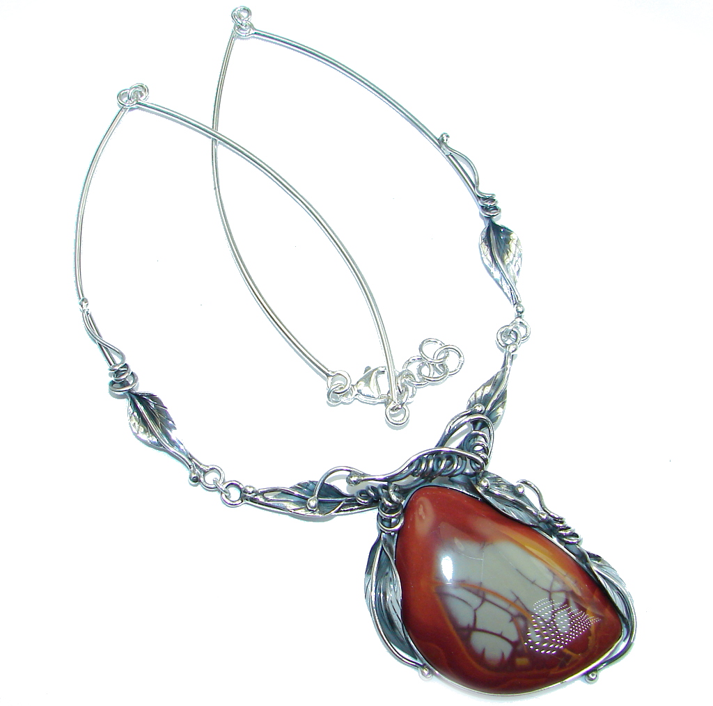 Beautiful Red Creek Jasper Oxidized Sterling Silver handmade Necklace