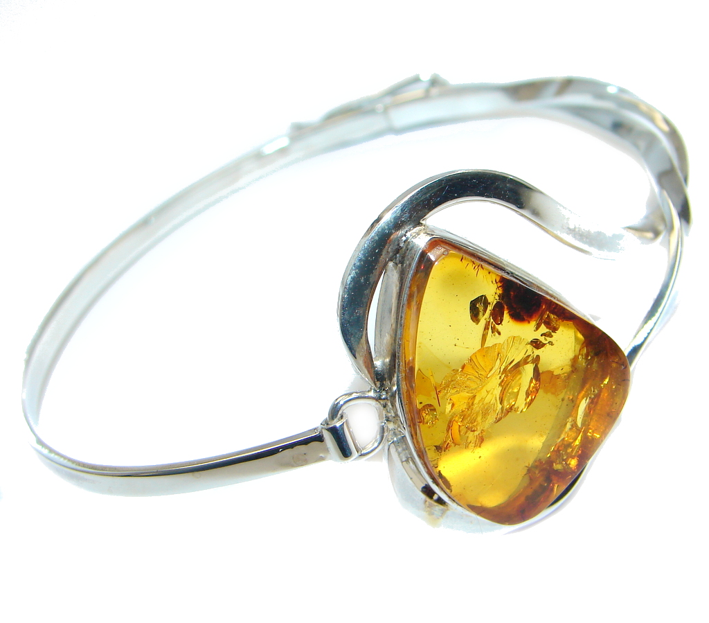 Gorgeous AAA quality Polish Amber Sterling Silver Bracelet / Cuff