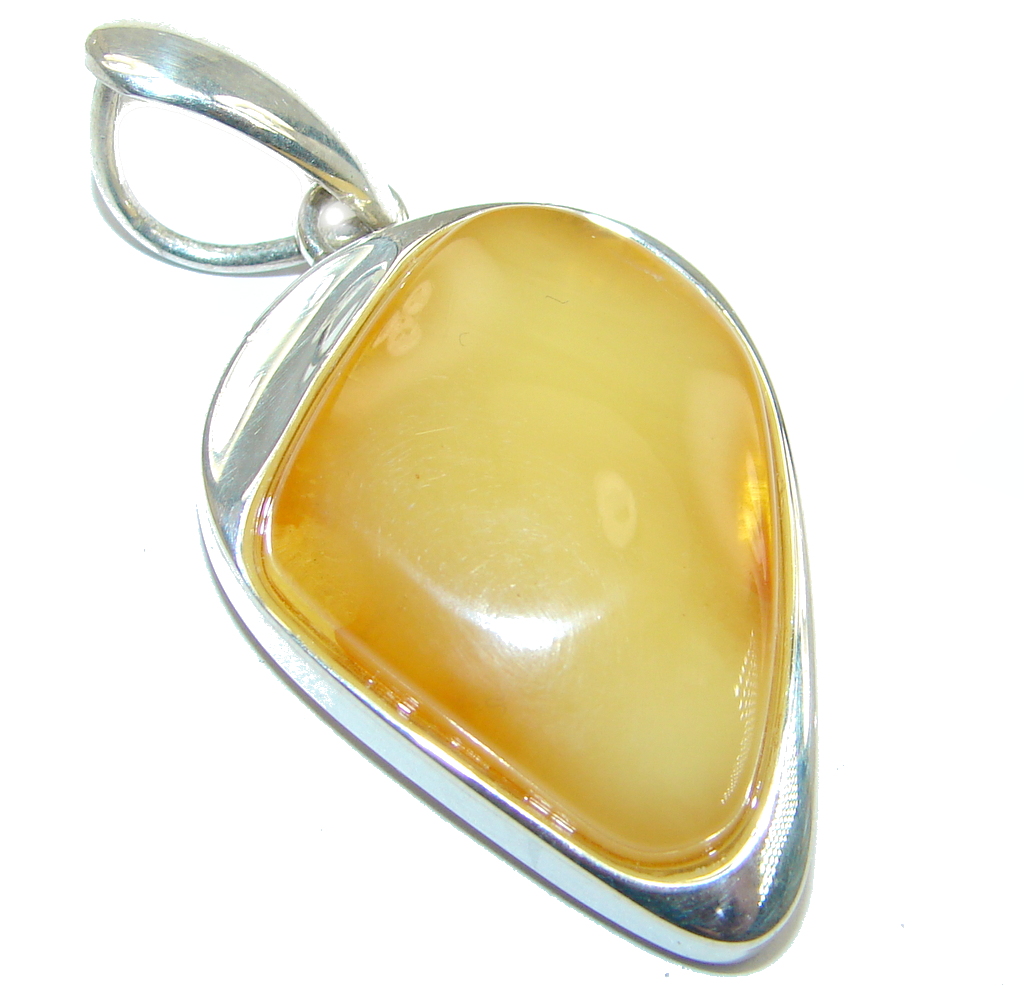 Genuine Polish Butterschotch Amber Sterling Silver handmade Pendant