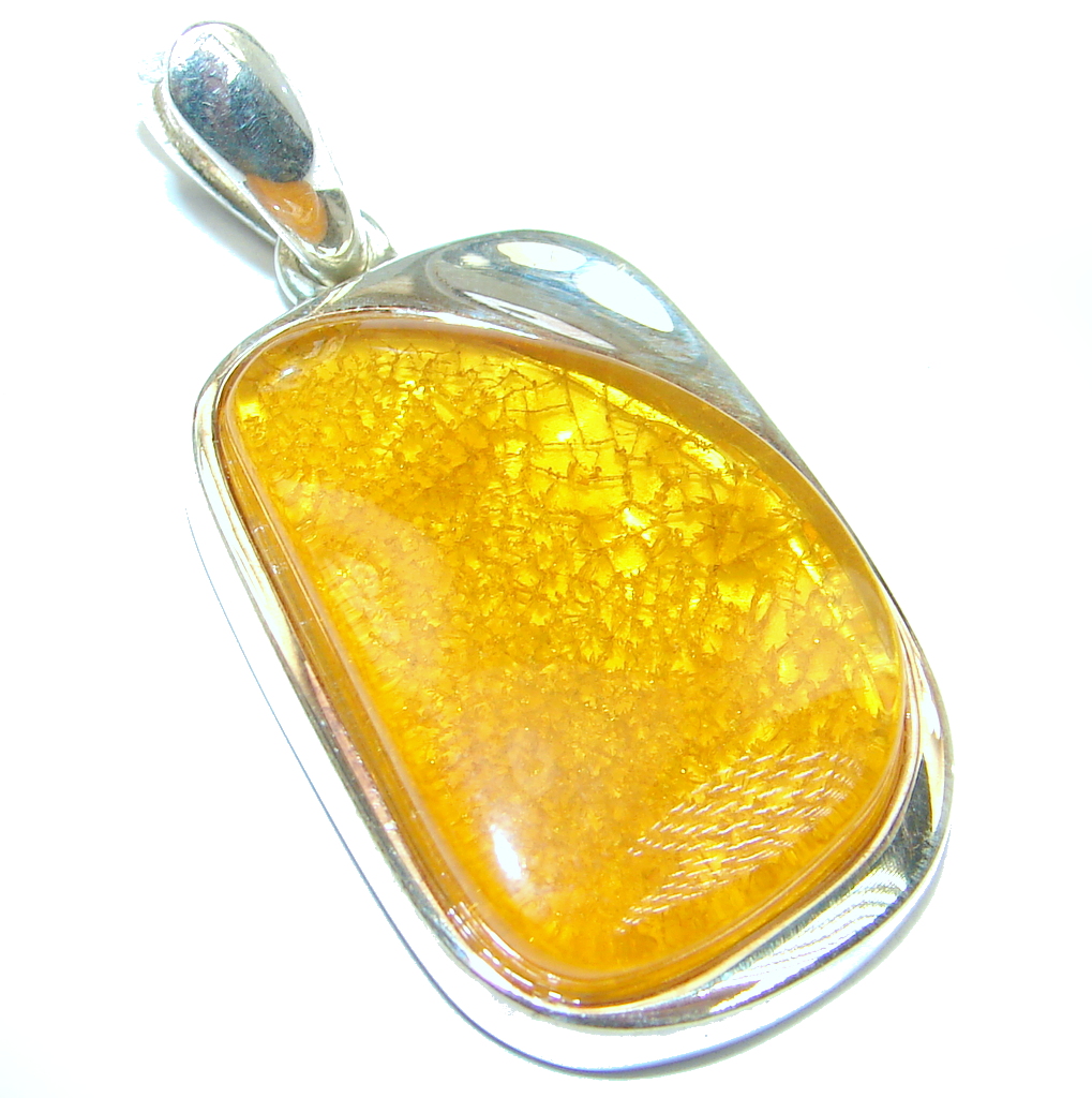 Genuine Polish Butterschotch Amber Sterling Silver handmade Pendant