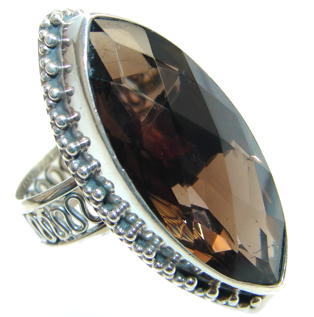Amazing Genuine Smoky Topaz Sterling Silver ring size 9