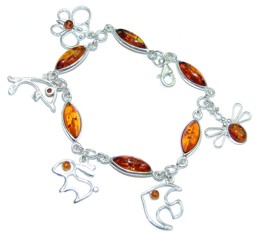 Natural BeautyPolish Amber Sterling Silver handmade Bracelet