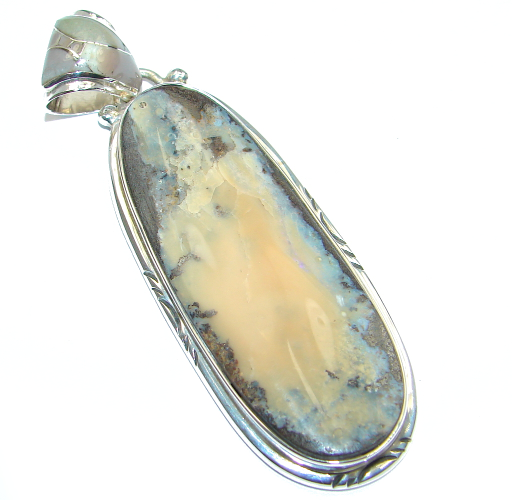 Beautiful Natural Australian Boulder Opal Sterling Silver handmade Pendant