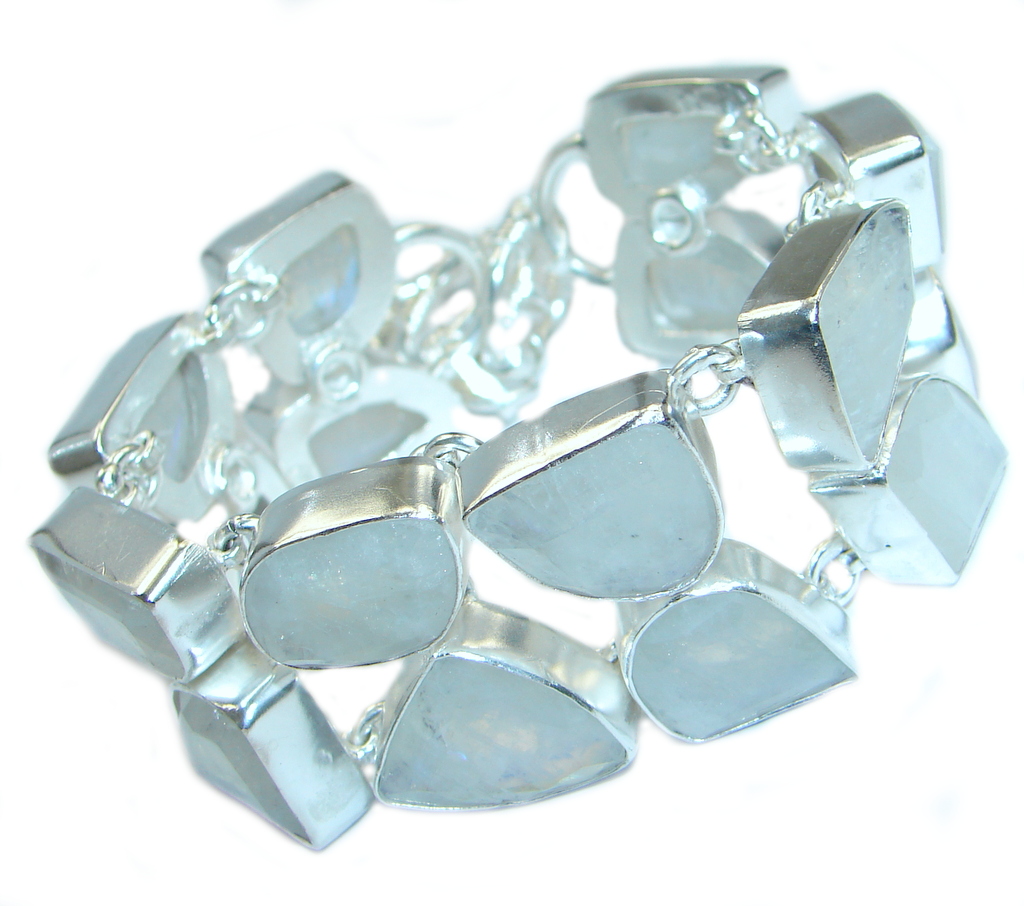 Amazing Blue Moonstone Sterling Silver handmade Bracelet