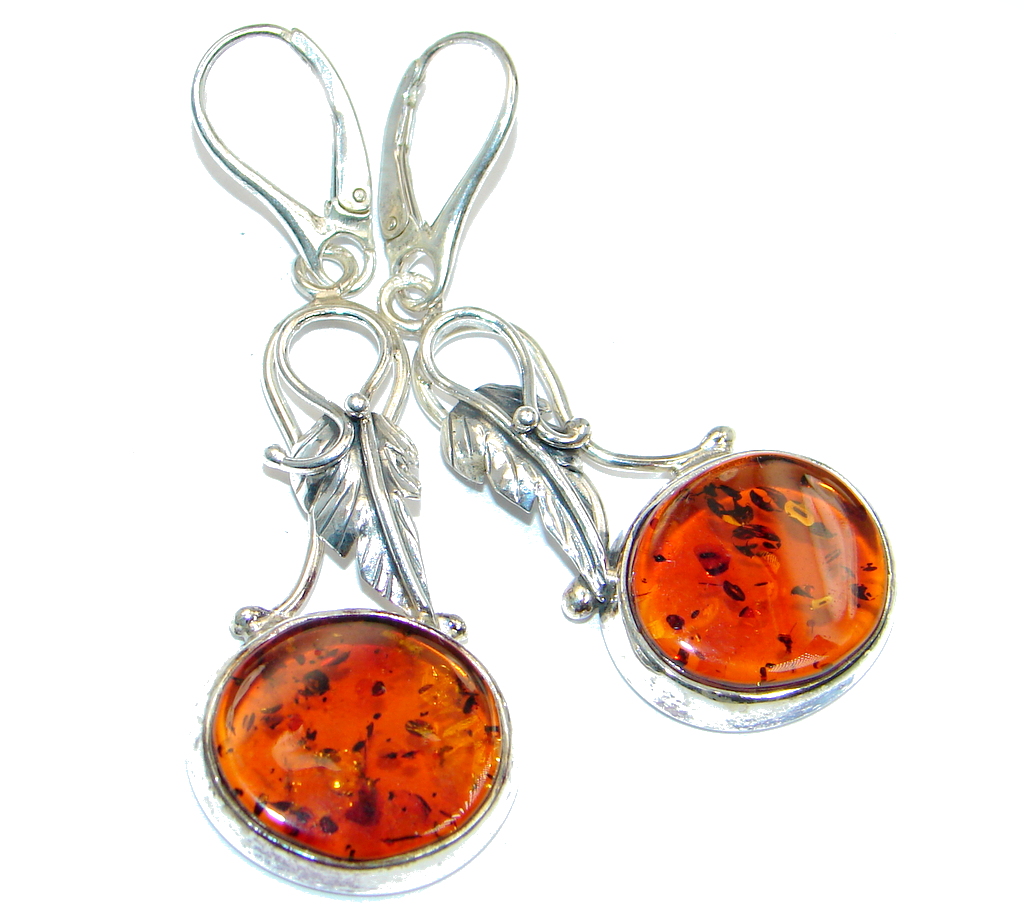 Authentic Baltic Amber Oxidized Sterling Silver handmade earrings