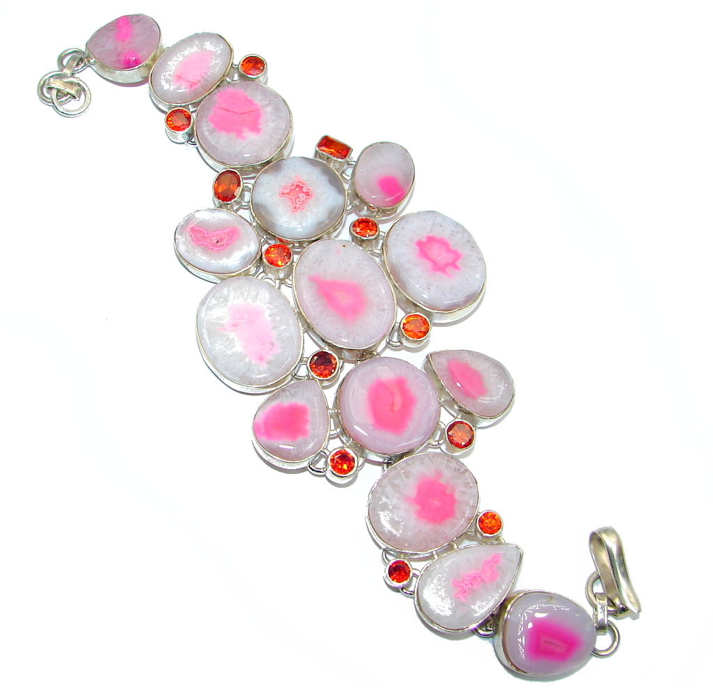 One of the kind huge Botswana Agate Sterling Silver Bracelet