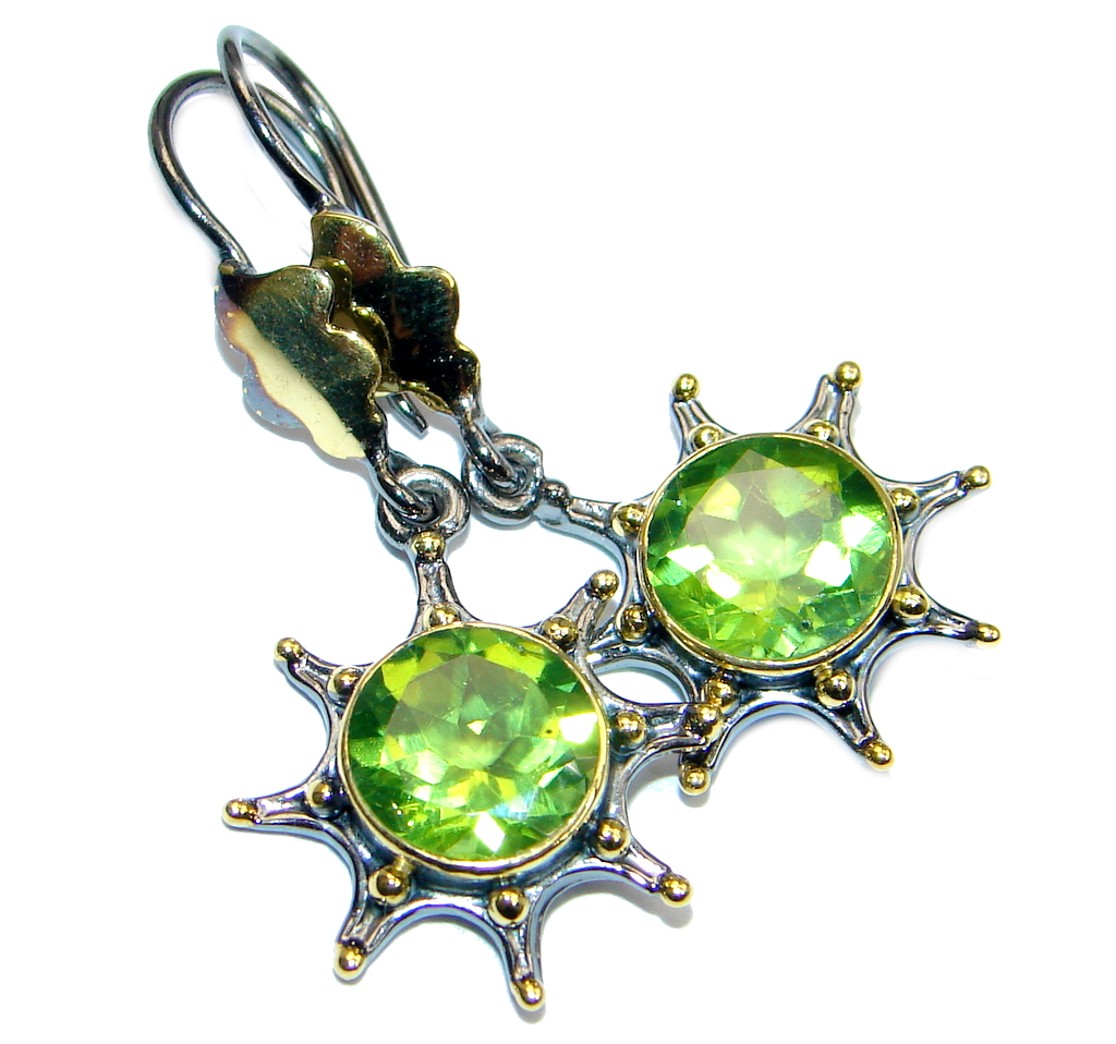 Amazing genuine Peridot Rose Gold Rhodium plated over Sterling Silver Earrings