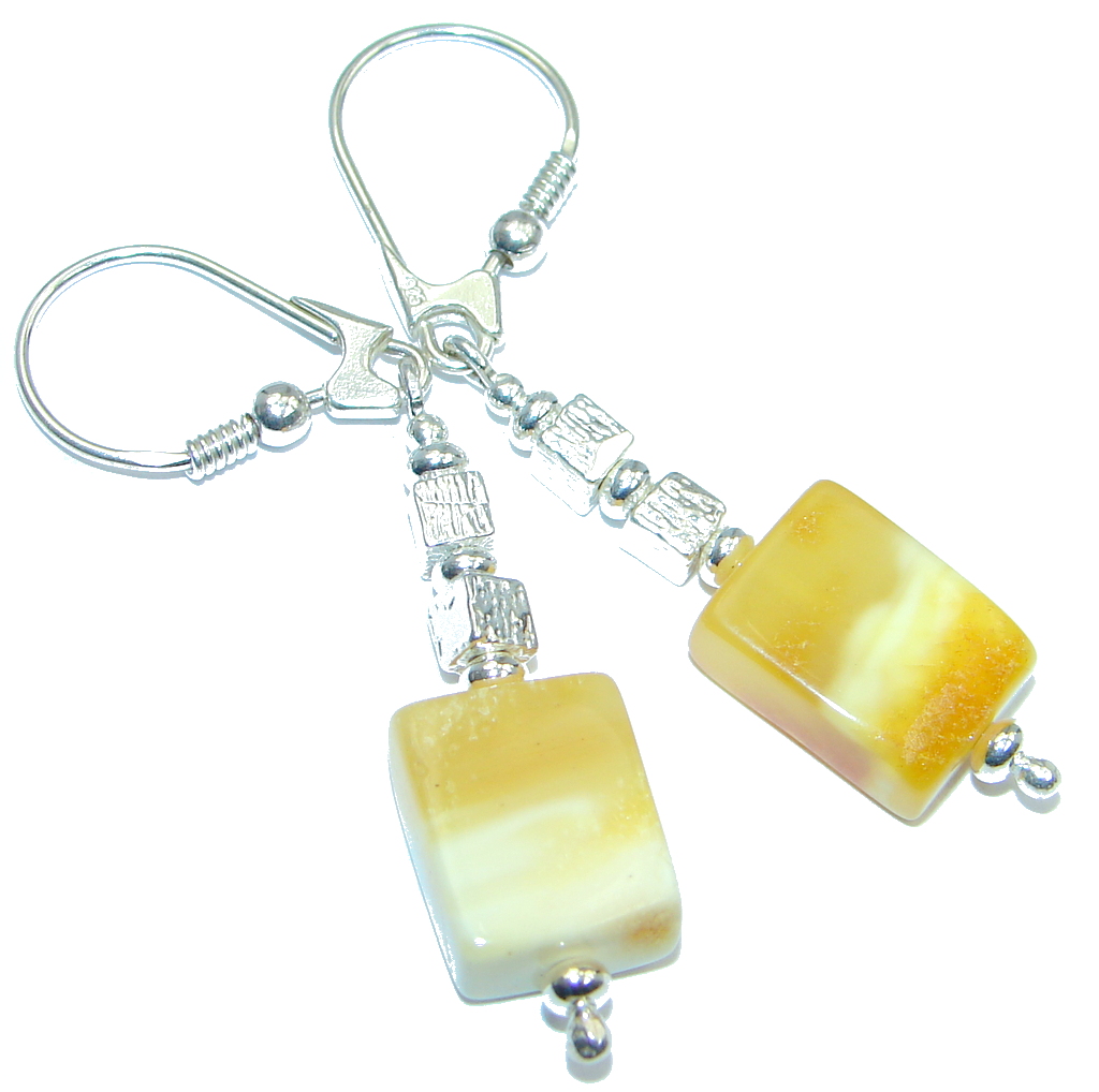 Cute Baltic Amber Sterling Silver handmade earrings