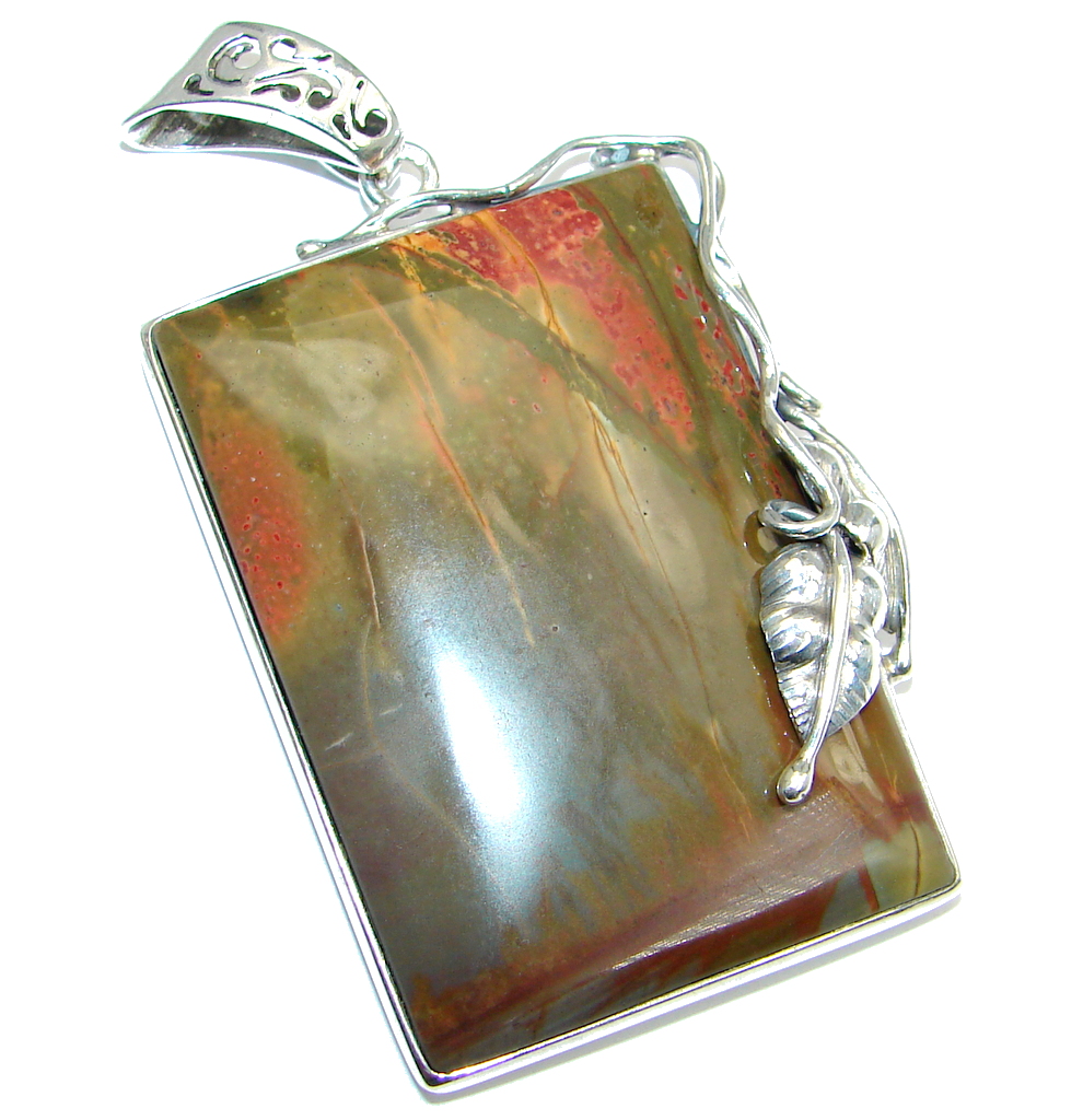 Big and Fabulous AAA Red Creek Jasper Sterling Silver handmade Pendant