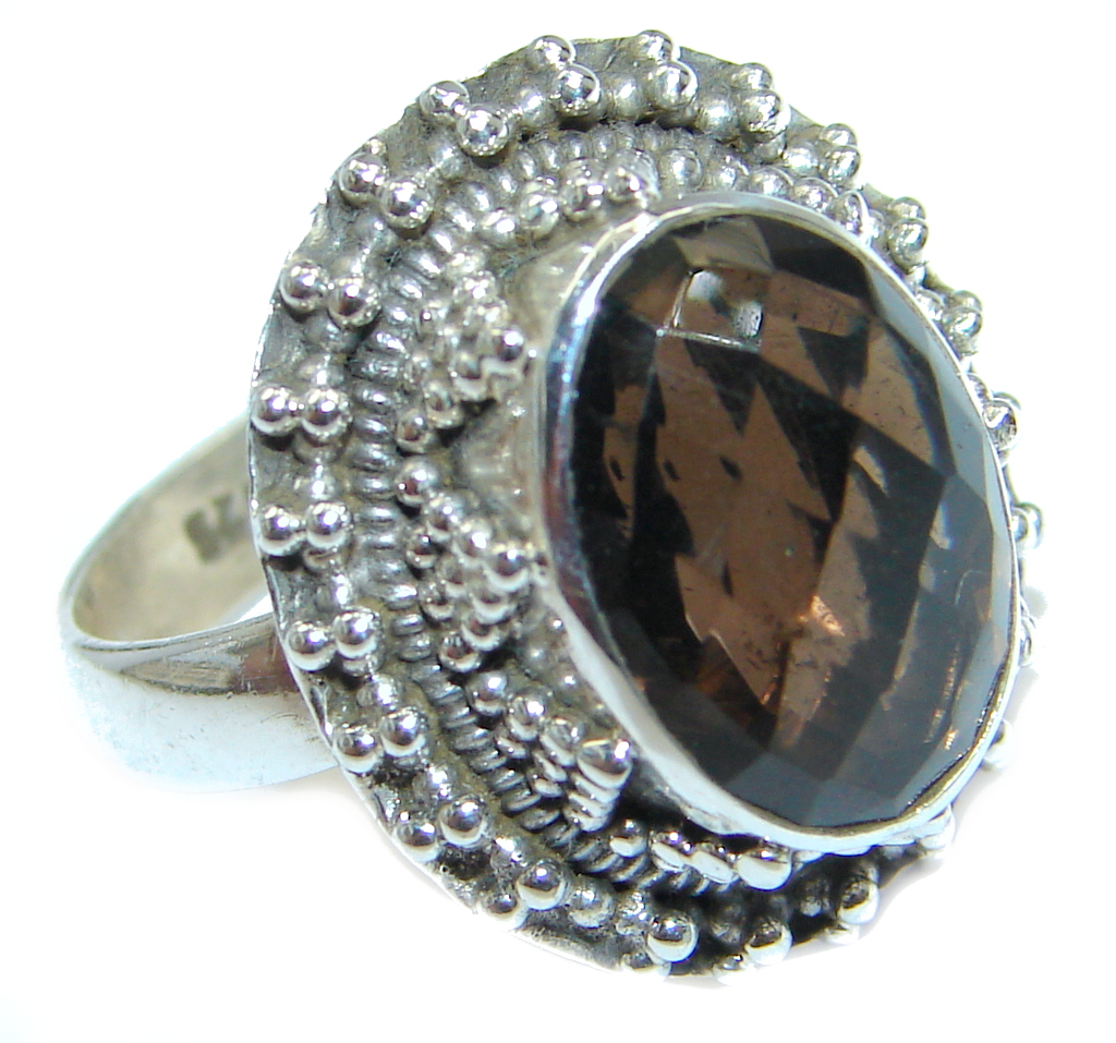 Amazing Natural Smoky Topaz Sterling Silver handmade Ring size 7 1/2