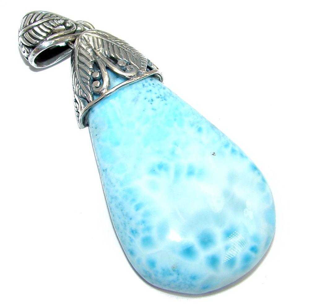 Vintge Style genuine Larimar Sterling Silver handmade Pendant