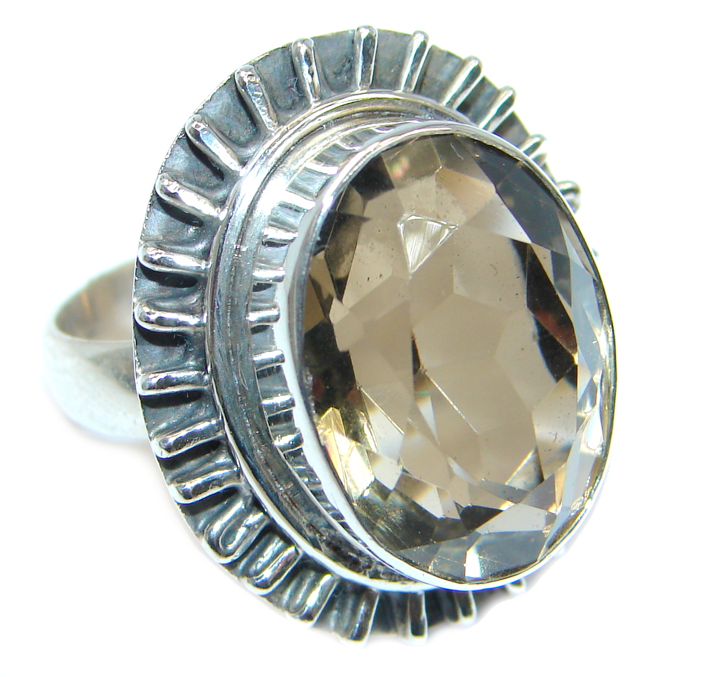 Amazing Smoky Quartz Sterling Silver ring size 8
