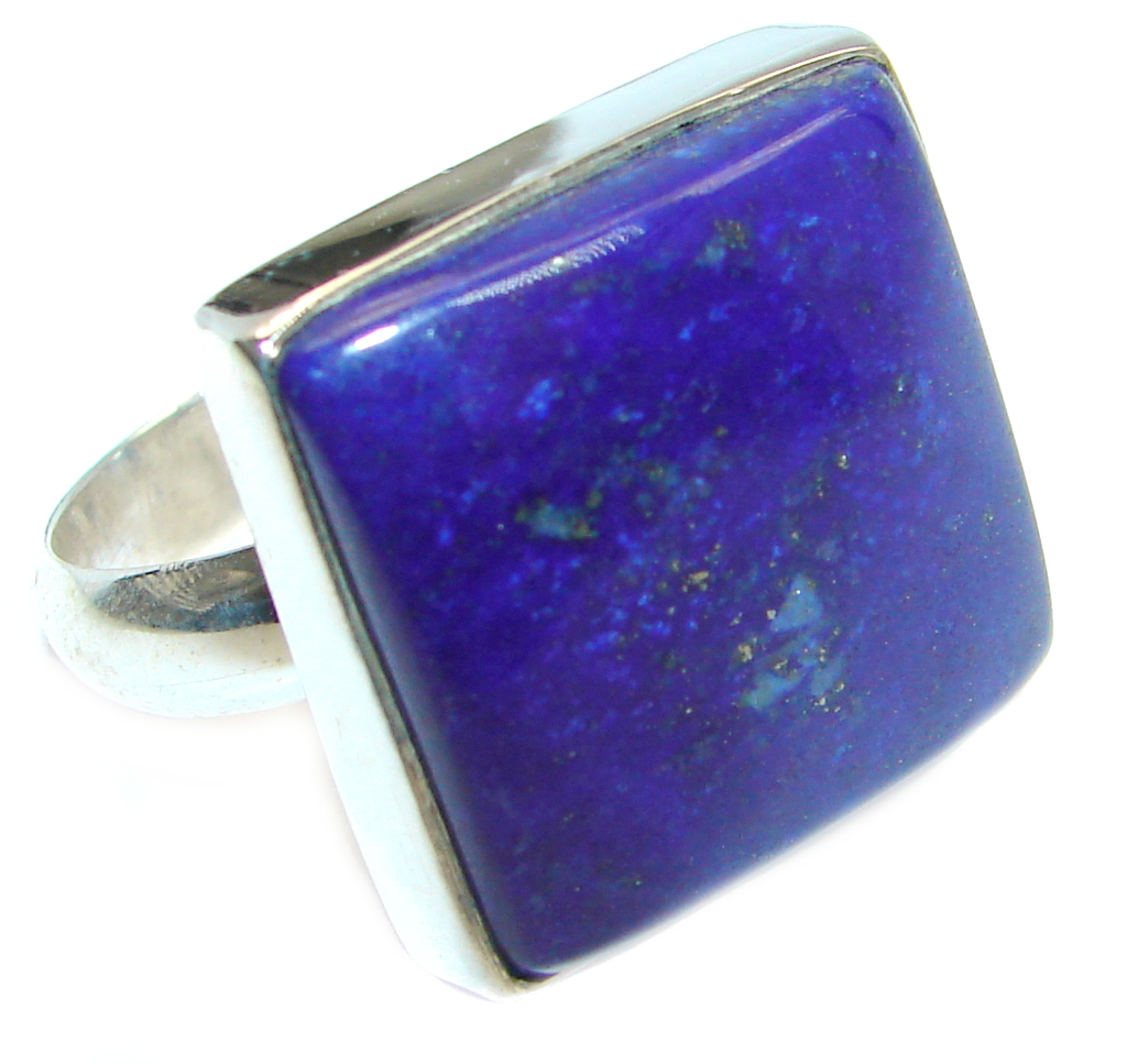 Genuine Lapis Lazuli Sterling Silver handmade Ring size adjustable