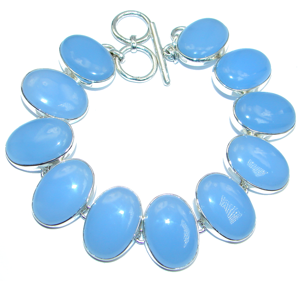 Classic Beauty Chalcedony Agate Sterling Silver handmade Bracelet
