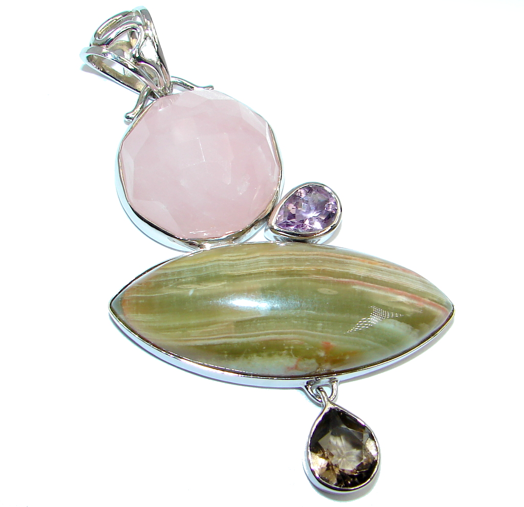 Large Sublime AAA+ quality Imperial Jasper Sterling Silver handmade Pendant
