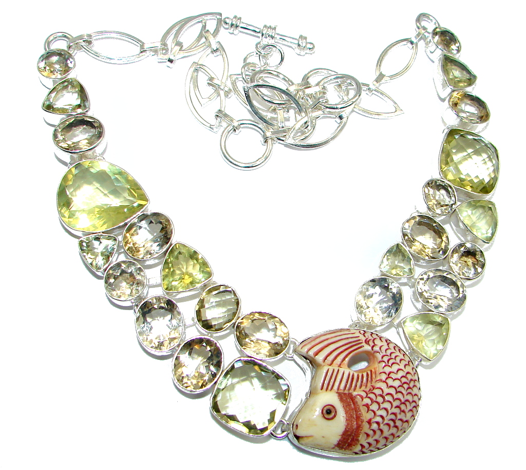 Golden Fish Exclusive Citrine Gold plated over Sterling Silver handmade Necklaces