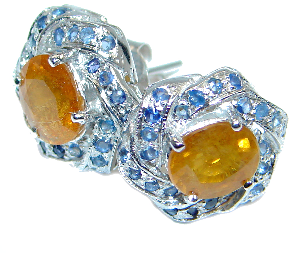 Classy Golden Sapphire Sterling Silver stud earrings