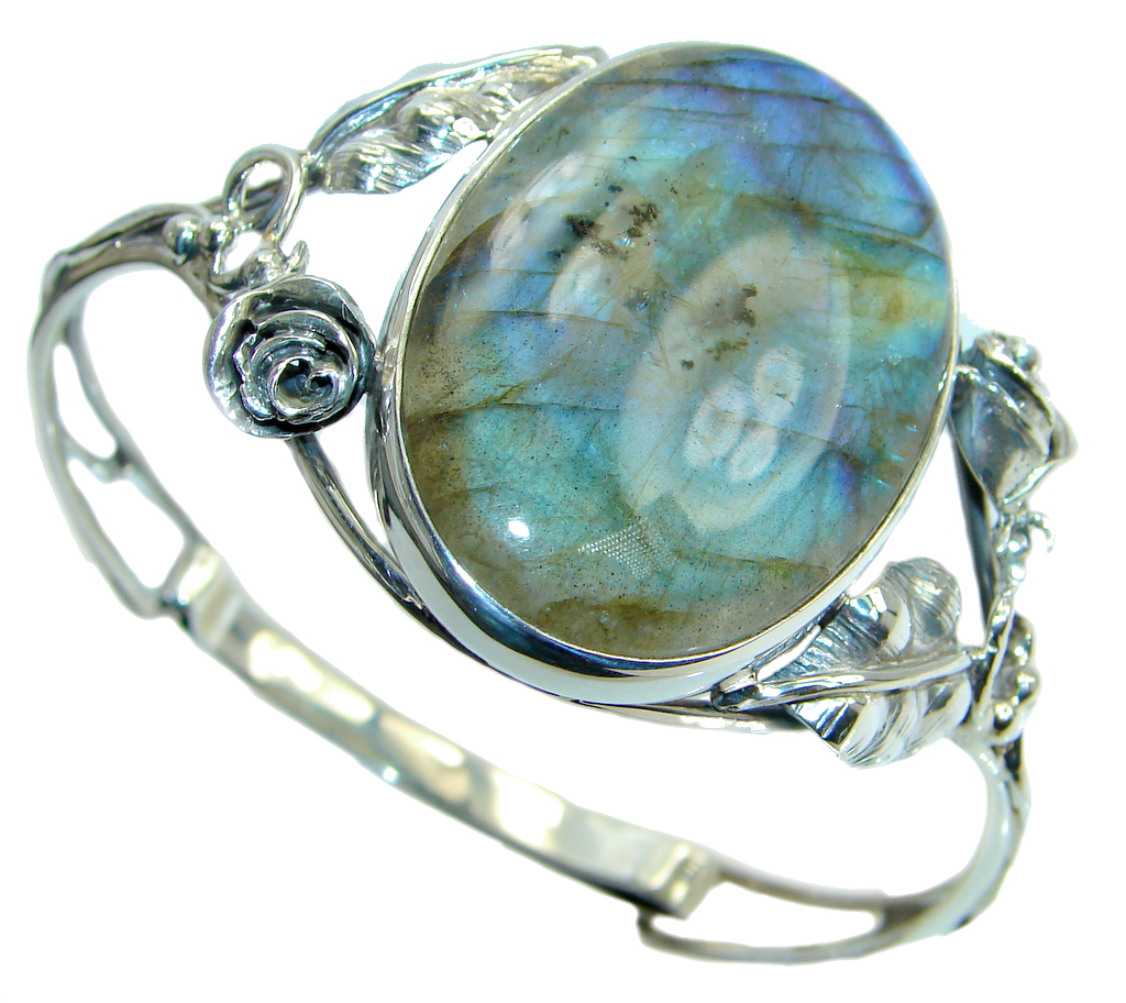 Beautiful Shimmering Labradorite Sterling Silver handmade Bracelet / Cuff