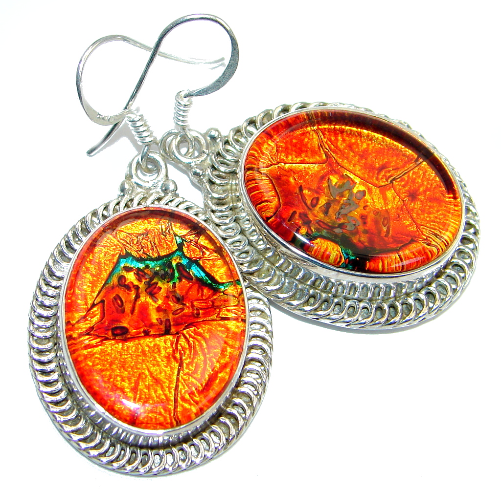 Handcrafted In Mexico Dichroic Glass Sterling Silver earrings