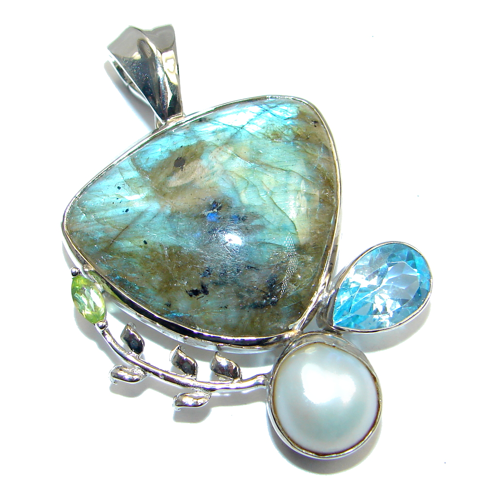 Northern Lights Labradorite Sterling Silver handmade Pendant