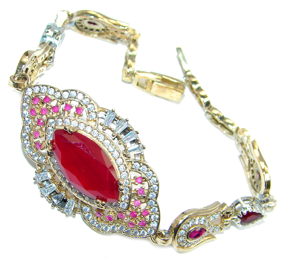 Flawless Passion Red created Ruby Rose Gold Rhodium plated over Sterling Silver Bracelet