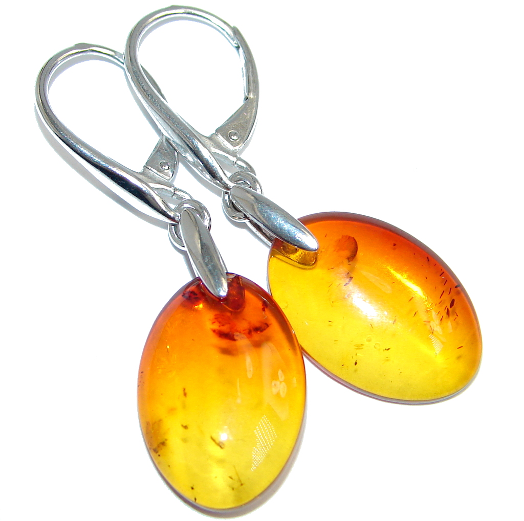Beautiful Polish Amber Sterling Silver handcrafted Earrings