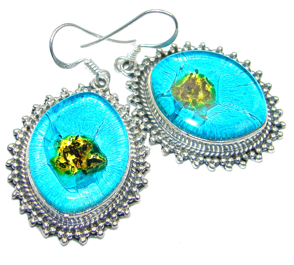 Handcrafted In Mexico Dichroic Glass Sterling Silver earrings