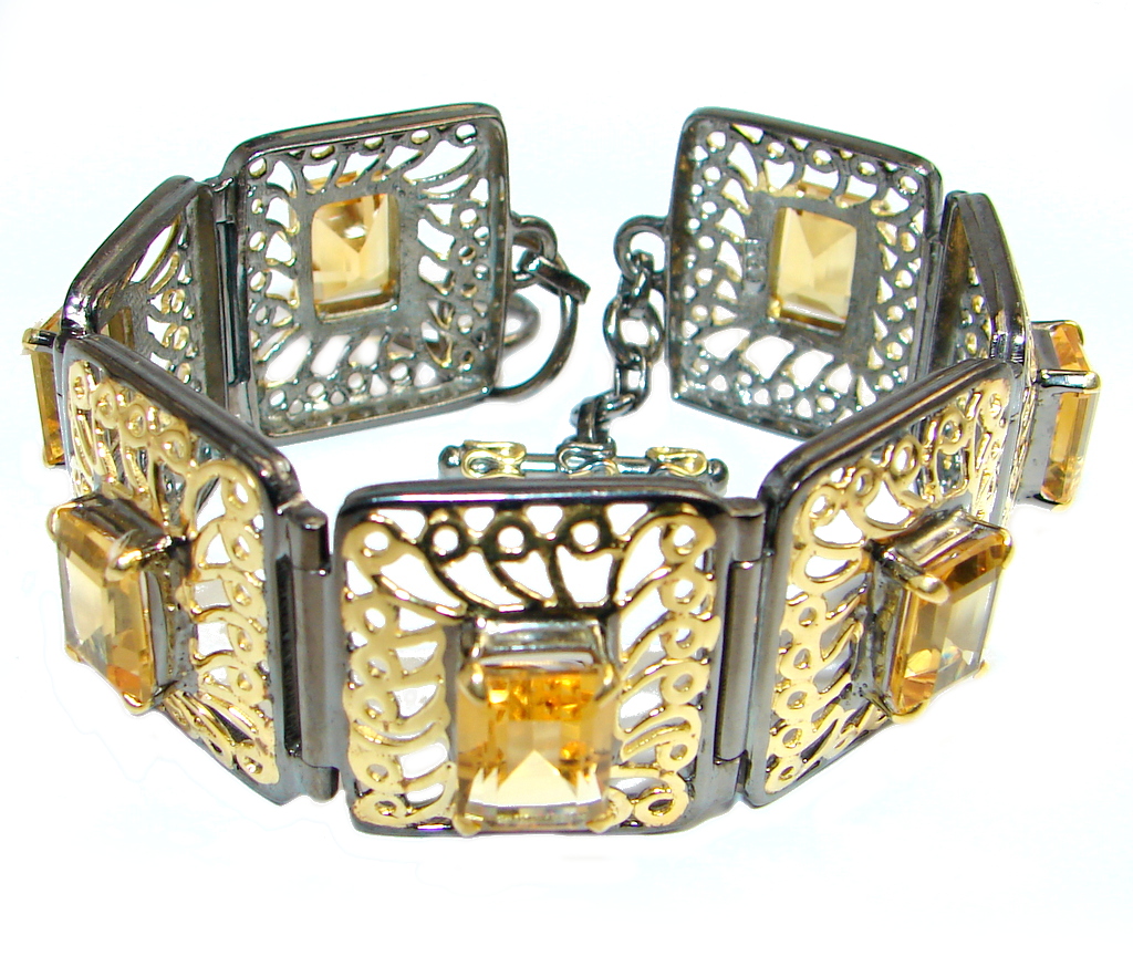 Royal Design Citrine Gold plated over Handcrafted Sterling Silver Bracelet