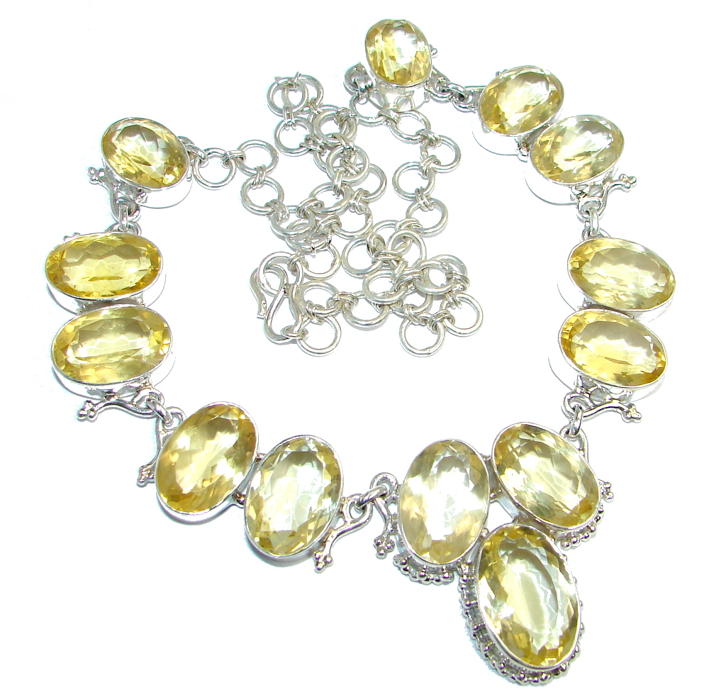 Mexican Summer natural Citrine Sterling Silver handmade Necklace