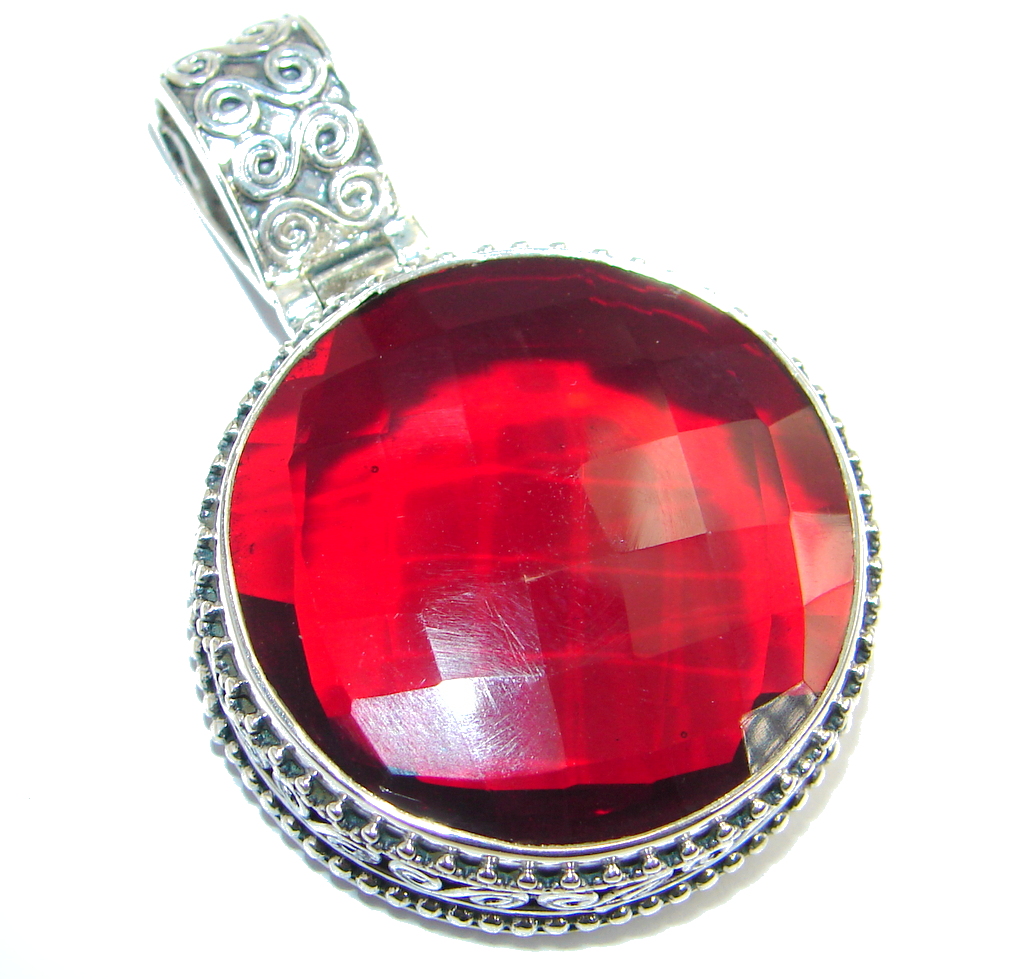 Good Energy created Ruby Sterling Silver handcrafted Pendant