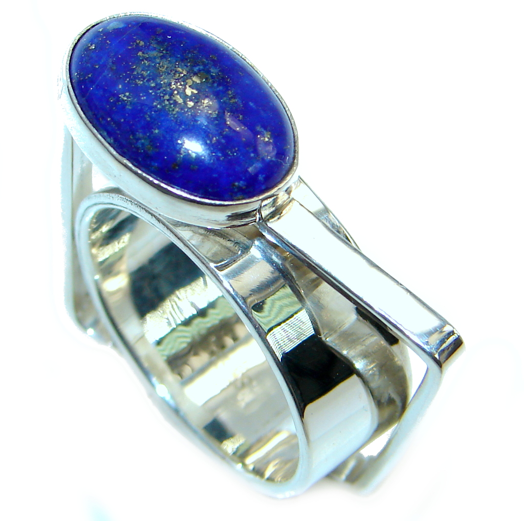 Ultra modern Royal Blue Lapis Lazuli Sterling Silver Ring s. 8