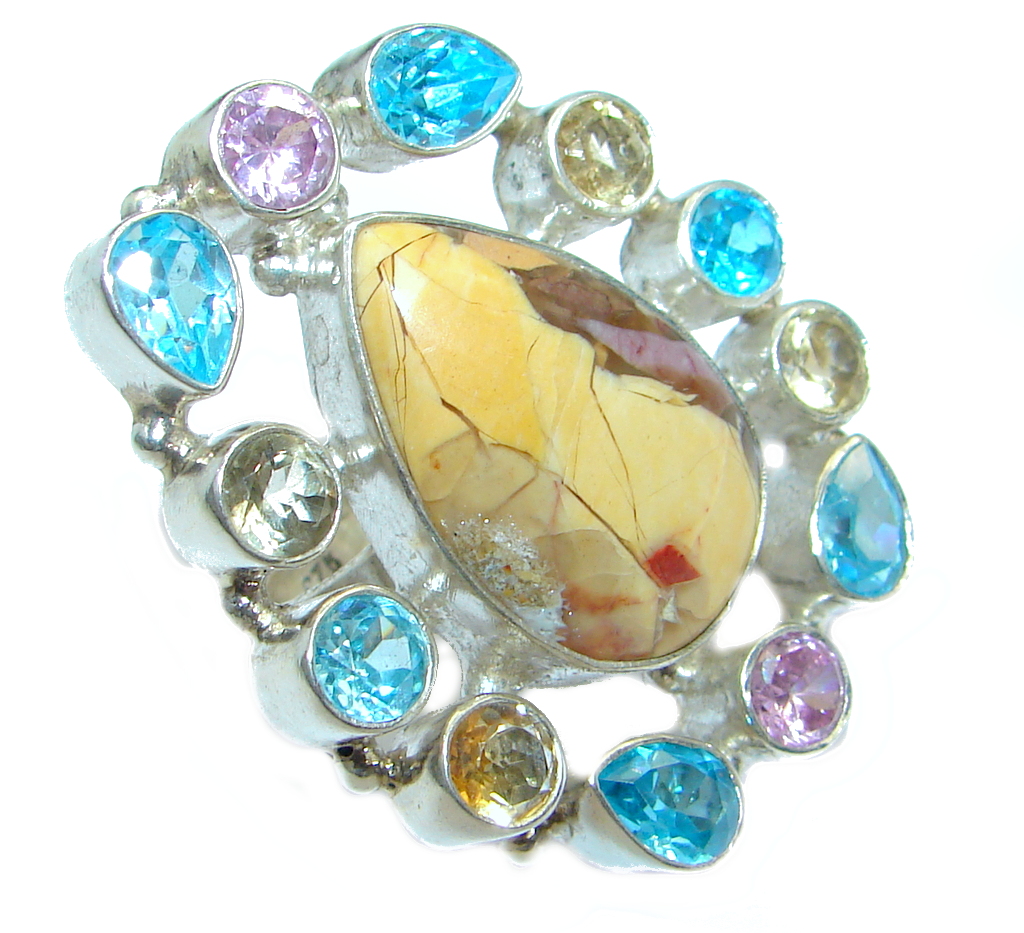 Australian Brecciated Mookaite Topaz Sterling Silver handmade Ring size 7