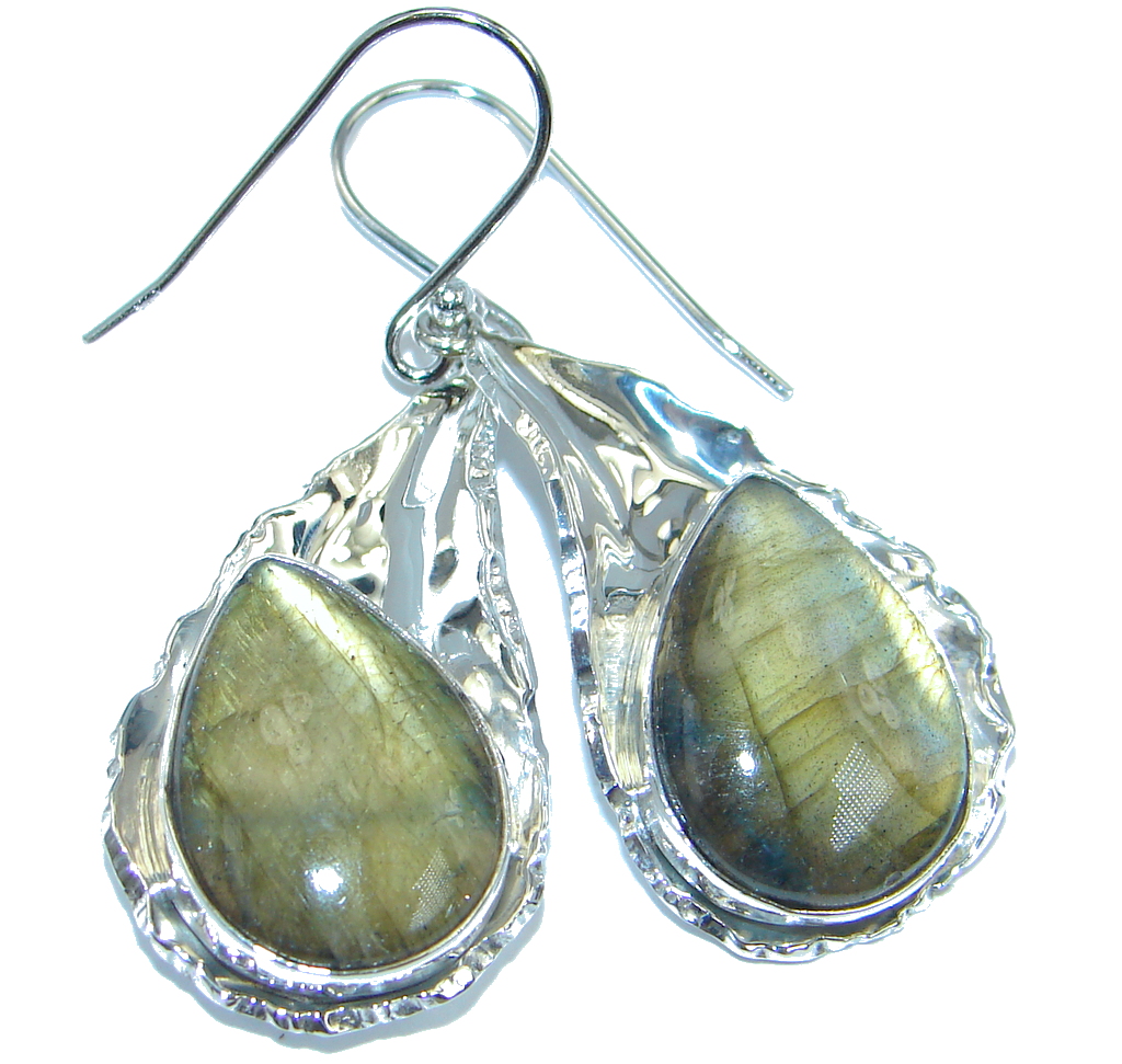 Perfect Modern Fire Labradorite Sterling Silver handcrafted earrings