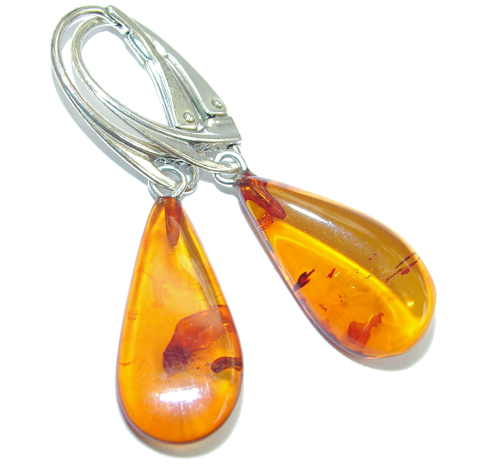 Beautiful Polish Amber Sterling Silver handcrafted Earrings