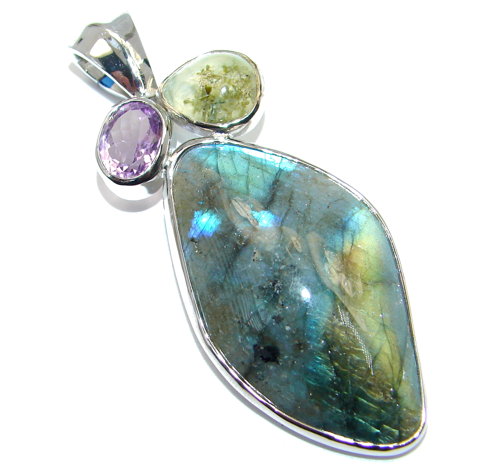 Northern Lights Labradorite Sterling Silver handmade Pendant