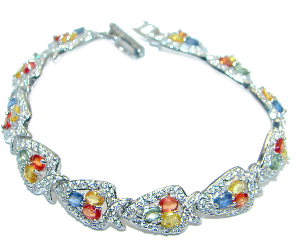 Multicolor Sapphire & White Topaz Sterling Silver Bracelet