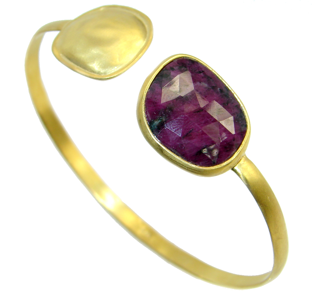 Luxury natural Ruby Gold plated over Sterling Silver Bracelet