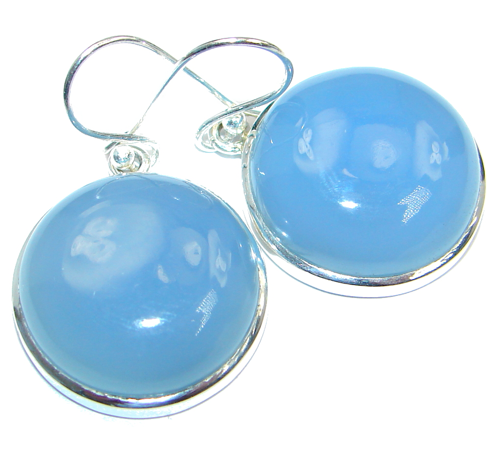 Simple Design excellent Chalcedony Agate Sterling Silver earrings