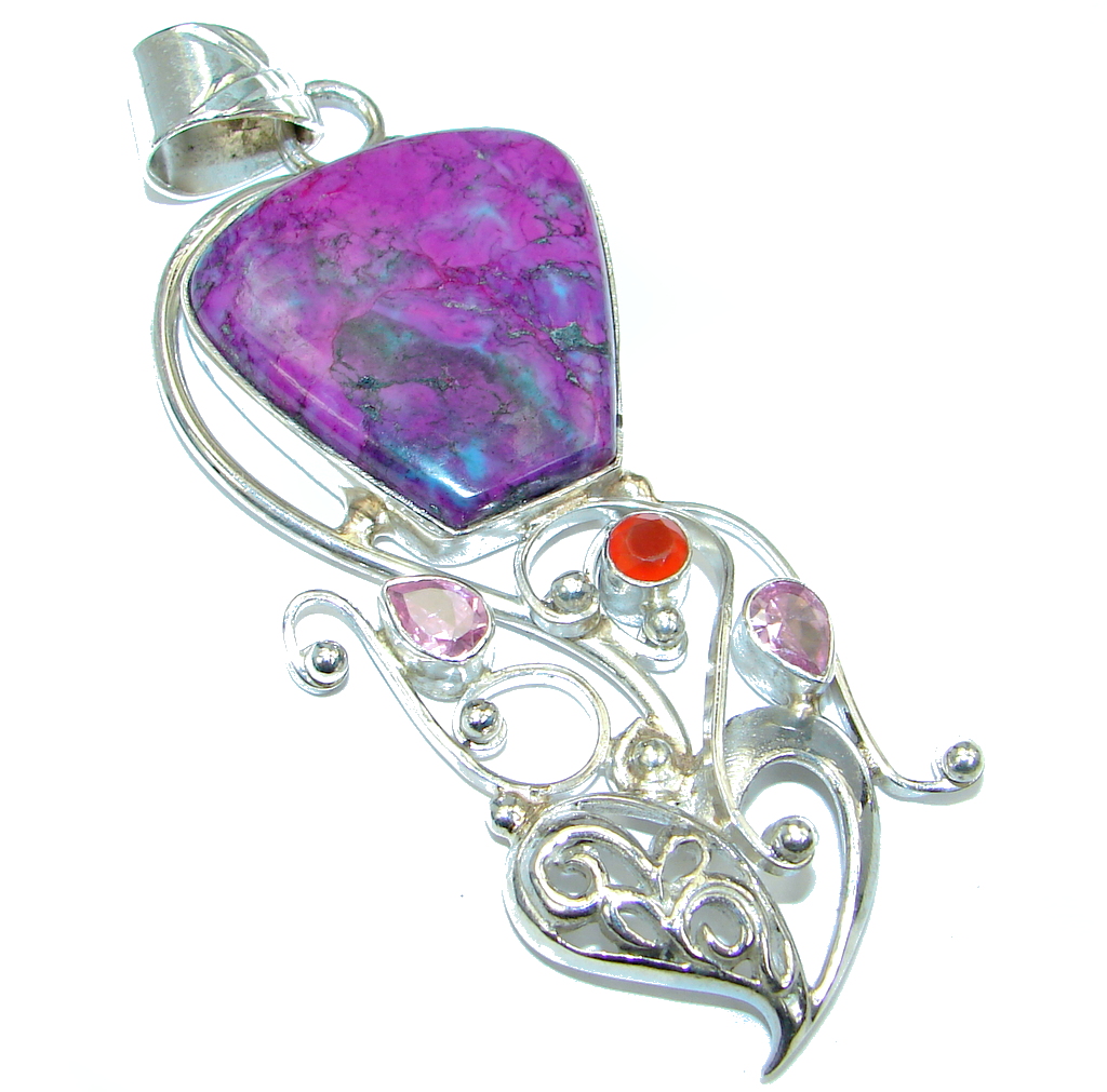 Genuine Purple Turquoise Sterling Silver handmade Pendant