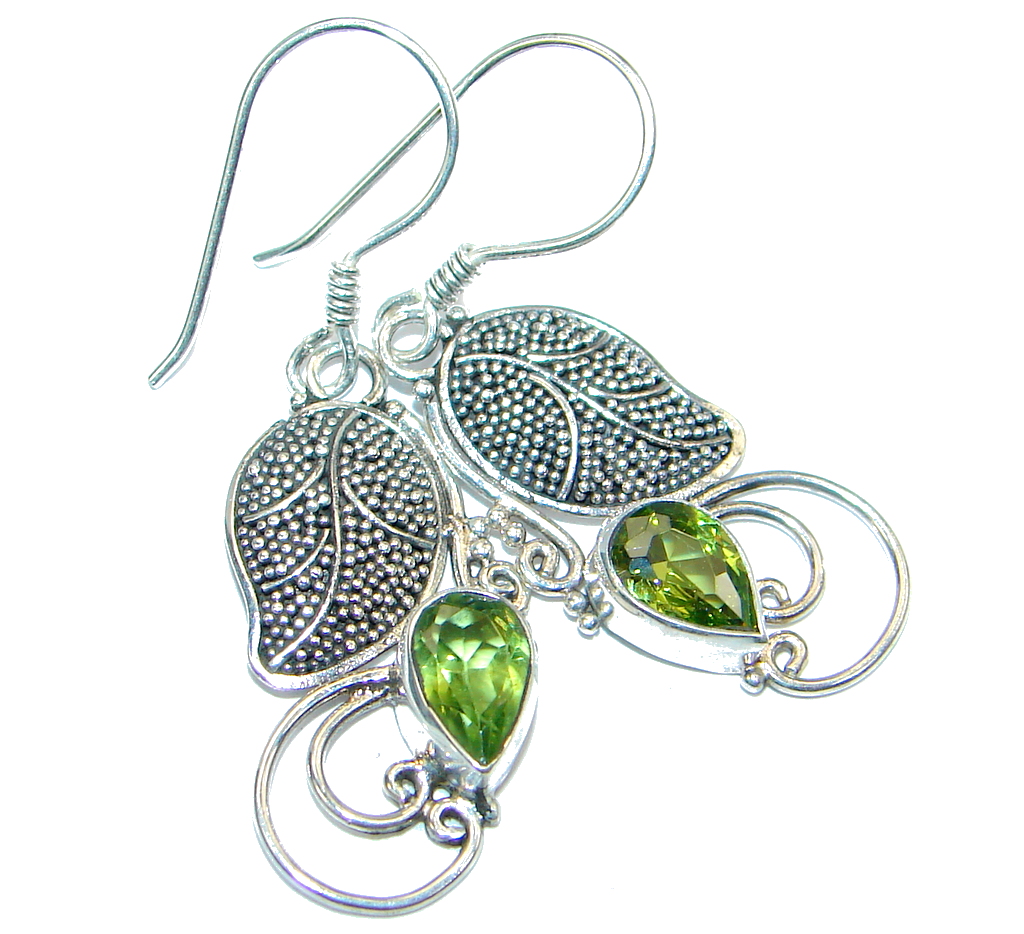 Genuine Pearl Peridot Sterling Silver handamde earrings
