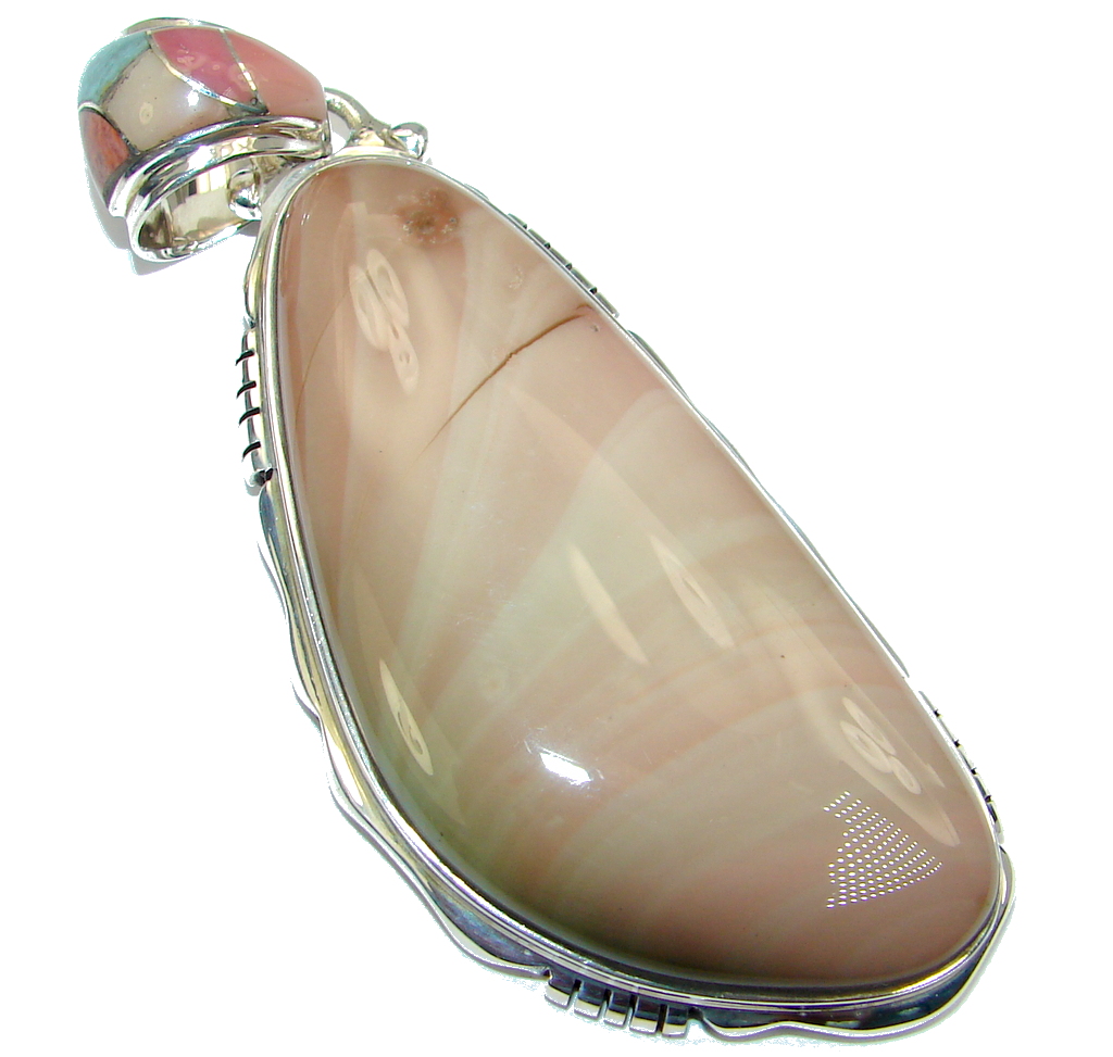 Large Great quality Imperial Jasper Sterling Silver handmade Pendant